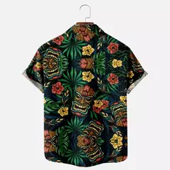 Moda masculina verão t-shirts havaiano impressão 3d aconchegante casual um botão camisas de manga curta praia camisas de grandes dimensões - loja online