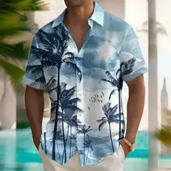 Camisa de praia masculina com impressão 3D, manga curta, extragrande, botão, solta, casual, havaiana, rua, diário, moda verão - Wolf Magazine