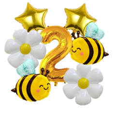 6 pçs abelha margarida dourada 32 polegada número balões de folha de alumínio conjunto margarida flor balão para tema abelha aniversário chá de bebê suprimentos - loja online