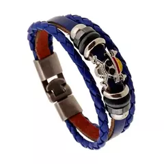 Imagem do 1pc uma peça luffy pirata pulseira japão dos desenhos animados figura de ação brinquedos punk couro preto trançado punk rock pulseiras presentes