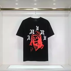 Camiseta solta com gola redonda de algodão masculino, estampa de letras, manga curta, estilo de rua alta, blusa casual, roupas tamanho grande, tendências - Wolf Magazine