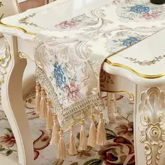 Toalha De Mesa Floral Bordada, Corredor De Mesa De Luxo Europeu, Placemats De Jantar Jacquard, Corredores De Café Em Casa