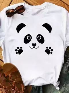 Maycaur-camiseta de manga curta para mulher, top solto com estampa de panda fofa, casual e solta, verão na internet