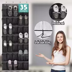 35 bolsos sobre a porta organizador de sapatos grandes bolsos de malha com 4 ganchos tecido transparente sapato rack saco de armazenamento para o quarto - comprar online