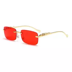 Óculos de sol sem aro vintage Leopard Head para homens e mulheres, óculos sem moldura, tons retangulares, nova moda