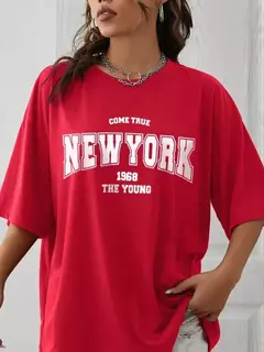 Imagem do The New York é jovens camisetas de algodão para mulheres, Streetwear criatividade diária extragrande, roupas individuais casuais, quando 1984