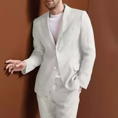 Fato elegante de casamento completo masculino, conjunto de roupa de linho masculino, trajes masculinos, formal e clássico, 2 peças - comprar online