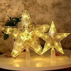Lâmpada LED para árvore de natal, enfeites de estrelas, decorações para casa, árvores de natal, ano novo 2024