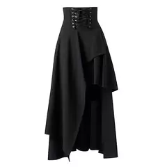Saias de renda Steampunk gótica feminina, saia vintage medieval, fada preta, saia vitoriana assimétrica, traje de performance - loja online