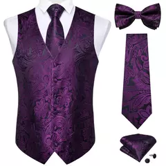 Imagem do Festa de casamento ouro colete paisley floral jacquard colete masculino 4 pçs colete gravata lenço anel hanky abotoaduras conjunto dibangu