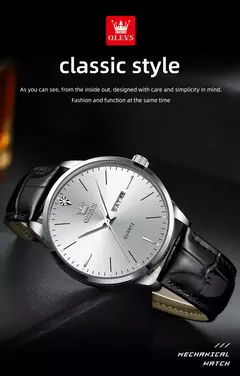OLEVS-Relógio Quartz Masculino, Relógio de Pulso em Couro, Big Dial, Calendário Duplo, Impermeável, Luminoso, Top Brand, Moda, 2935, 43mm na internet