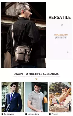 Bolsa de ombro multifuncional para homens Couro Crossbody Bag Bolsa de alta capacidade - comprar online