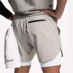 Imagem do Calções esportivos masculinos de deck duplo, secagem rápida, moletom de corrida muscular, 2 em 1, treino de fitness, verão