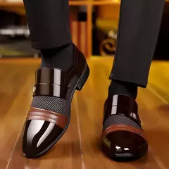 Sapato masculino clássico vestido de negócios, sapatos Oxford vermelho, festa casual de casamento, mocassins masculinos, bloco de cor - Wolf Magazine