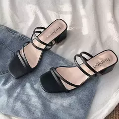 Sandálias femininas de salto alto de dedo aberto, sapatos femininos casuais, salto quadrado, alça de tornozelo, sapato feminino, verão, novo, 2022 na internet