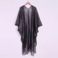 Moda borla ouro bikini cobrir sexy vestido de praia túnicas para mulheres beachwear verão cover-ups kaftan vestido de noite xales - comprar online