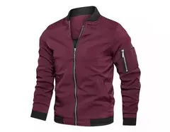Imagem do Jaqueta bomber leve masculina, casaco com zíper e bolsos, corta-vento esportivo, roupas casuais, primavera, outono
