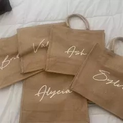 Saco de praia serapilheira com nome personalizado para damas de honra, bolsa de dama de honra, presente de casamento