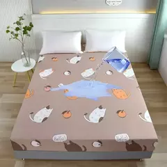 Kuup poliéster impermeável desenhos animados cabido folha, cama king size tampa, sem fronha, elástico, em torno do colchão, 360 ° - Wolf Magazine