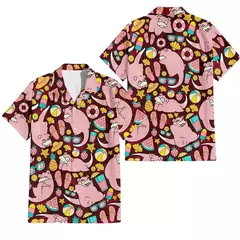 Camiseta grande solta com estampa animal havaiana masculina, blusa de manga curta, 3D divertido, desenhos animados, praia, verão, novo