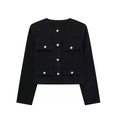 TRAF-Casaco Cropped feminino com botão dourado, blazer bomber, streetwear chique, blusa de casacos femininos, moda primavera, 2022 na internet