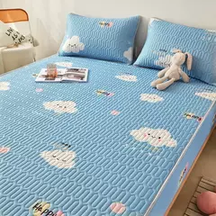 Imagem do Esteira espessa de látex natural para cama, sensação fresca, seda gelada, capa e fronha, macio respirável, resfriamento, verão