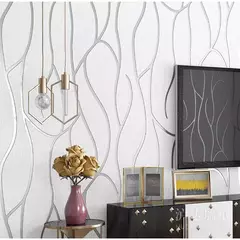European Non-Woven 3D Curve Stripe Adesivos de parede, Decoração à prova de umidade, Papel de parede grosso, 53cm na internet