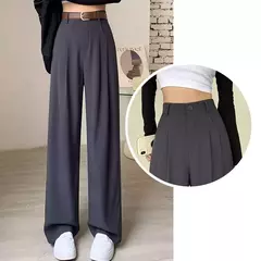 Imagem do Calça feminina clássica de cintura alta, calça larga, reta, clássica, verão, outono, fato da moda, Lady, 2022