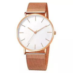 Relógio de pulso de malha de aço inoxidável feminino, feminino Fashion, Casual, Simples, Quartzo, Hora de Metal, Feminino, Preto