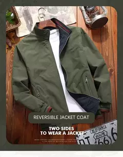 Jaqueta casual dupla face masculina, casaco de gola alta, jaquetas da moda, nova chegada na internet