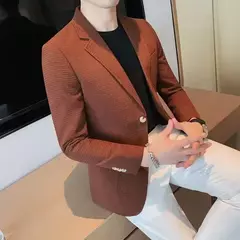 Casaco de peito único masculino, blazer slim fit, blazers grandes, casacos elegantes de luxo, outwear casual coreano para casamento - loja online