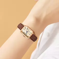 Relógios casuais com mostrador digital para mulheres, pulseira de couro quadrada relógio elegante relógio de pulso de quartzo presente retrô