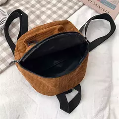 Imagem do Mini mochila feminina, mochila escolar de veludo simples pequena, grande capacidade, mochila feminina durável, monocromática, casual, viajando, moda