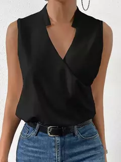 Blusa feminina com gola v sem mangas estampada, blusa branca, camisa casual feminina, moda verão, 2023 - loja online