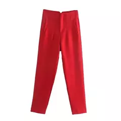 TRAF-Calças de escritório de cintura alta femininas, calças formais de escritório, calças lápis, pretas, rosa, brancas para senhoras, moda - Wolf Magazine