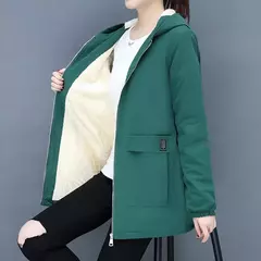 Casaco de algodão acolchoado de comprimento médio feminino, lã de cordeiro grossa quente, blusa feminina com capuz, todo apto, novo, outono, inverno, 2023 - Wolf Magazine