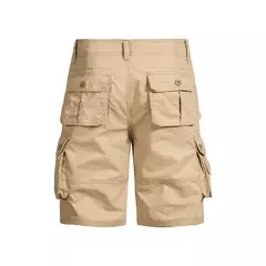 Imagem do Calções de algodão de bolso múltiplo masculino, macacão de cor sólida de alta qualidade, casual ao ar livre, calças curtas esportivas, novo verão