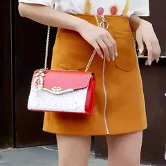 Lantejoula embelezada PU poliéster bolsa crossbody para senhoras, bolsa de ombro pequena, pingente cruz quadrada borla, moda na moda
