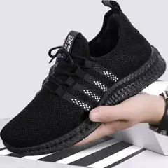 Tênis leve vulcanizado masculino, tênis casual de malha, com cordões, caminhada e corrida, academia, na moda - loja online
