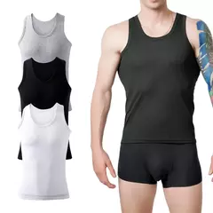 Colete masculino de algodão puro de quatro estações, camiseta fitness esportiva juvenil, blusa casual sem mangas de meia idade, camiseta camiseta camiseta curta na internet