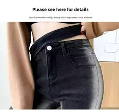 Jeans Stretch preto vintage feminino, calça de cintura alta, Micro-Flared, até o chão, emagrecedor, elegante, versátil - comprar online