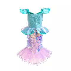 Meninas roxo-azul sereia ariel cosplay vestido de halloween vestido de festa de aniversário meninas praia vestido de férias - comprar online