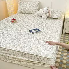 Capa de cama acolchoada estilo floral colcha colchão elástico protertor engrossar roupa de cama rsilençóis para casa (sem fronha) - loja online