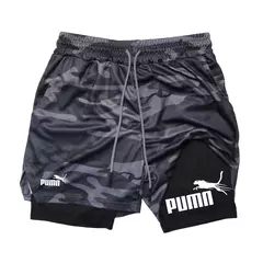 Calções de compressão de dupla camada respirável masculino, elásticos, de secagem rápida, multi-funcional, 2 em 1, verão, M-3XL - comprar online