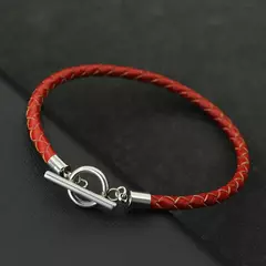 Estilo simples artesanal pulseira de couro genuíno masculino aço inoxidável ot fivela 4mm fino pulseira pulsera de cuero pulseria hombre - Wolf Magazine