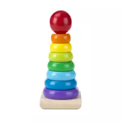 Anel de madeira do empilhador do arco-íris para crianças, Torre Educativa, Stack Up Blocks, Jogo de forma de cor na internet