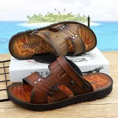 Sandálias masculinas de dupla finalidade, spray de óleo confortável, sapatos de praia de lazer, 2 em 1, verão