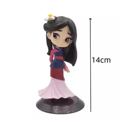 Miniso 14cm princesas q posket figuras elsa anna mulan tinker bell elsa aladdin kawaii boneca brinquedo decoração do bolo modelo menina gif - comprar online