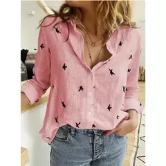 Blusa de linho de algodão vintage feminina, camisa manga comprida, tops femininos de qualidade, primavera e outono - comprar online