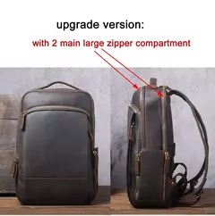 Mochila de couro genuíno para homens, cavalo louco vintage mochila para laptop grande mochila diária mochila de viagem mochila para caminhadas - Wolf Magazine